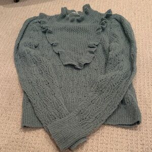 Veronica Beard Women's Ruffled Knit Sweater - Teal